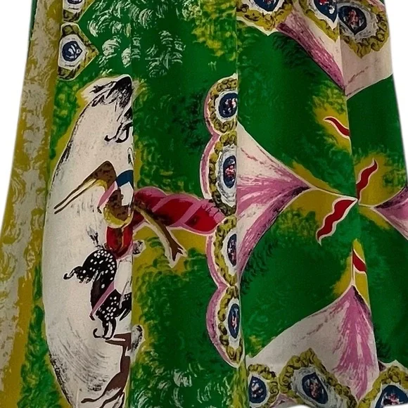 Moulinette Soeurs Anthropologie Silk Panoply Carousel Horse Print Dress Size 10 - Picture 5 of 11